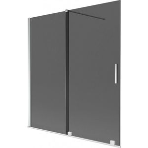 MEXEN/S Velar dvoukřídlá posuvná vanová zástěna 150 x 150, grafit, chrom 896-150-000-41-01 obraz