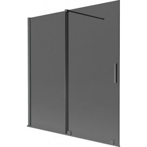 MEXEN/S Velar dvoukřídlá posuvná vanová zástěna 150 x 150, grafit, grafit kartáčovaná 896-150-000-41-66 obraz