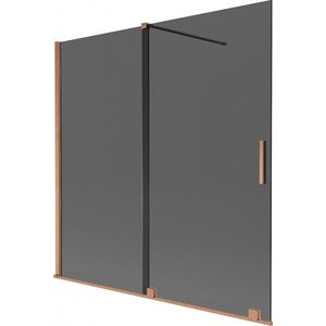 MEXEN/S Velar dvoukřídlá posuvná vanová zástěna 160 x 150, grafit, měď kartáčovaná 896-160-000-41-65 obraz