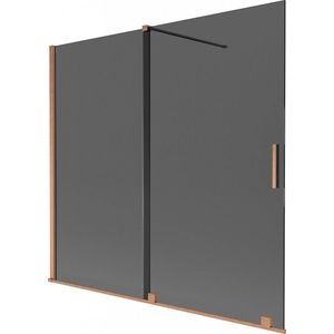 MEXEN/S Velar dvoukřídlá posuvná vanová zástěna 170 x 150, grafit, měď kartáčovaná 896-170-000-41-65 obraz