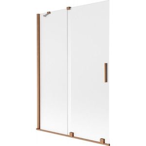 MEXEN/S Velar dvoukřídlá posuvná vanová zástěna 120 x 150, dekor, měď kartáčovaná 896-120-000-31-65 obraz