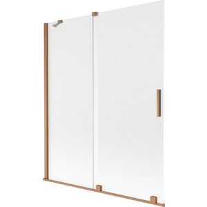 MEXEN/S Velar dvoukřídlá posuvná vanová zástěna 140 x 150, dekor, měď kartáčovaná 896-140-000-31-65 obraz