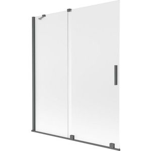 MEXEN/S Velar dvoukřídlá posuvná vanová zástěna 140 x 150, dekor, grafit kartáčovaná 896-140-000-31-66 obraz