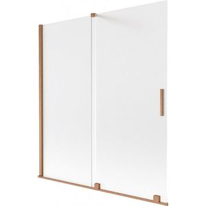 MEXEN/S Velar dvoukřídlá posuvná vanová zástěna 150 x 150, dekor, měď kartáčovaná 896-150-000-31-65 obraz
