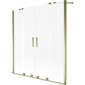 MEXEN/S Velar Duo dvoukřídlá posuvná vanová zástěna 150 x 150, dekor, zlatá 896-150-000-32-50 obraz