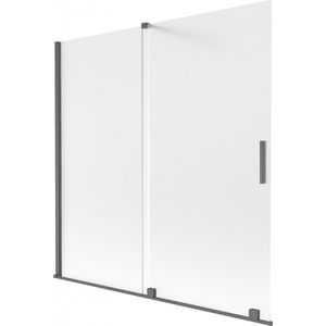 MEXEN/S Velar dvoukřídlá posuvná vanová zástěna 160 x 150, dekor, grafit kartáčovaná 896-160-000-31-66 obraz