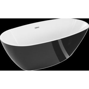 MEXEN/S Eris volně stojící vana 180 x 95, bílá/černá, sifon a přepad chrom 53441809575-01 obraz