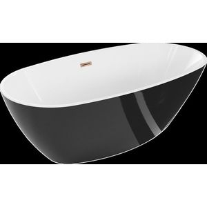 MEXEN/S Eris volně stojící vana 180 x 95, bílá/černá, sifon a přepad růžové zlato 53441809575-60 obraz