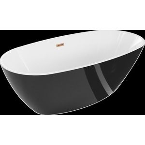 MEXEN/S Eris volně stojící vana 180 x 95, bílá/černá, sifon a přepad měď kartáčovaná 53441809575-65 obraz