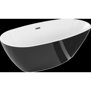 MEXEN/S Eris volně stojící vana 180 x 95, bílá/černá, sifon a přepad grafit metal 53441809575-95 obraz