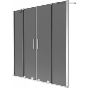MEXEN/S Velar Duo dvoukřídlá posuvná vanová zástěna 140 x 150, grafit, chrom 896-140-000-42-01 obraz