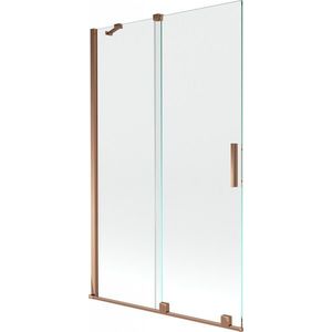 MEXEN/S Velar Dvoukřídlá posuvná vanová zástěna 110 x 150, transparent, růžové zlato 896-110-000-01-60 obraz