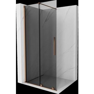MEXEN/S Velar Sprchová zástěna posuvná Walk-in 75 x 200, grafit 8 mm, růžové zlato 871-075-000-43-60 obraz