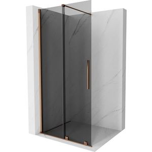 MEXEN/S Velar Sprchová zástěna posuvná Walk-in 100 x 200, grafit 8 mm, růžové zlato 871-100-000-43-60 obraz
