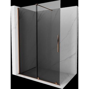 MEXEN/S Velar Sprchová zástěna posuvná Walk-in 130 x 200, grafit 8 mm, růžové zlato 871-130-000-43-60 obraz