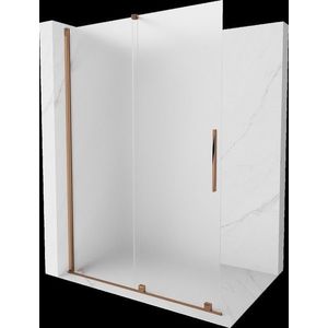 MEXEN/S Velar Sprchová zástěna posuvná Walk-in 140 x 200, dekor 8 mm, růžové zlato 871-140-000-33-60 obraz