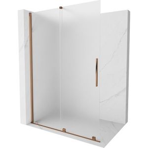 MEXEN/S Velar Sprchová zástěna posuvná Walk-in 150 x 200, dekor 8 mm, růžové zlato 871-150-000-33-60 obraz