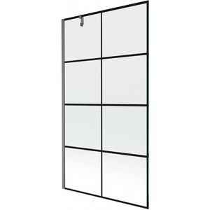 MEXEN/S Next vanová zástěna FIX 100 x 150, černá vzor, grafit kartáčovaná 895-100-000-00-77-66 obraz