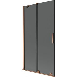 MEXEN/S Velar dvoukřídlá posuvná vanová zástěna 100 x 150, grafit, růžové zlato 896-100-000-41-60 obraz