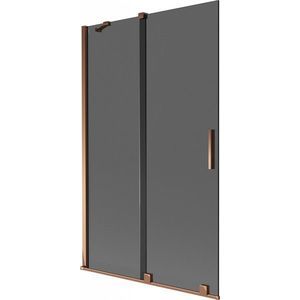MEXEN/S Velar dvoukřídlá posuvná vanová zástěna 110 x 150, grafit, růžové zlato 896-110-000-41-60 obraz