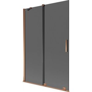 MEXEN/S Velar dvoukřídlá posuvná vanová zástěna 120 x 150, grafit, růžové zlato 896-120-000-41-60 obraz