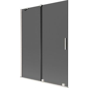MEXEN/S Velar dvoukřídlá posuvná vanová zástěna 130 x 150, grafit, nikl kartáčovaný 896-130-000-41-97 obraz