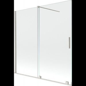 MEXEN/S Velar dvoukřídlá posuvná vanová zástěna 160 x 150, transparent, nikl kartáčovaný 896-160-000-01-97 obraz
