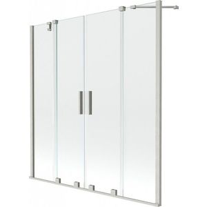 MEXEN/S Velar Duo dvoukřídlá posuvná vanová zástěna 150 x 150, transparent, nikl kartáčovaný 896-150-000-02-97 obraz