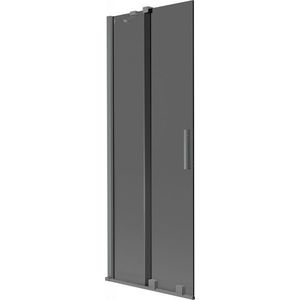 MEXEN/S Velar dvoukřídlá posuvná vanová zástěna 70 x 150, grafit, grafit metal 896-070-000-41-95 obraz