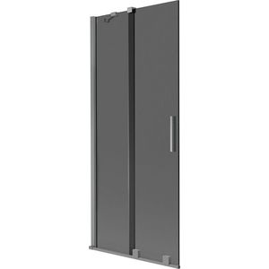 MEXEN/S Velar dvoukřídlá posuvná vanová zástěna 85 x 150, grafit, grafit metal 896-085-000-41-95 obraz