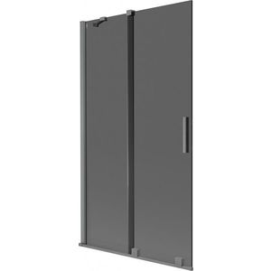 MEXEN/S Velar dvoukřídlá posuvná vanová zástěna 100 x 150, grafit, grafit metal 896-100-000-41-95 obraz