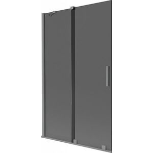 MEXEN/S Velar dvoukřídlá posuvná vanová zástěna 110 x 150, grafit, grafit metal 896-110-000-41-95 obraz
