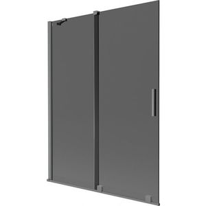 MEXEN/S Velar dvoukřídlá posuvná vanová zástěna 130 x 150, grafit, grafit metal 896-130-000-41-95 obraz