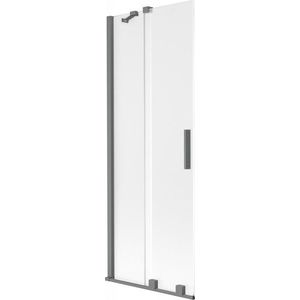 MEXEN/S Velar dvoukřídlá posuvná vanová zástěna 75 x 150, dekor, grafit metal 896-075-000-31-95 obraz