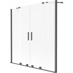 MEXEN/S Velar Duo dvoukřídlá posuvná vanová zástěna 150 x 150, dekor, grafit metal 896-150-000-32-95 obraz