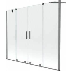 MEXEN/S Velar Duo dvoukřídlá posuvná vanová zástěna 180 x 150, transparent, grafit metal 896-180-000-02-95 obraz
