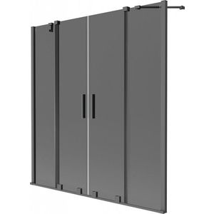 MEXEN/S Velar Duo dvoukřídlá posuvná vanová zástěna 160 x 150, grafit, grafit metal 896-160-000-42-95 obraz