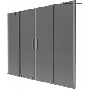 MEXEN/S Velar Duo dvoukřídlá posuvná vanová zástěna 200 x 150, grafit, grafit metal 896-200-000-42-95 obraz
