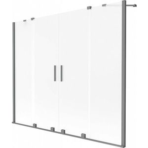 MEXEN/S Velar Duo dvoukřídlá posuvná vanová zástěna 200 x 150 cm, dekor, grafit metal 896-200-000-32-95 obraz