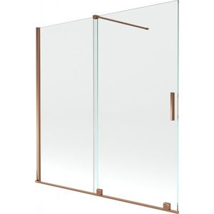 MEXEN/S Velar Dvoukřídlá posuvná vanová zástěna 160 x 150, transparent, růžové zlato 896-160-000-01-60 obraz