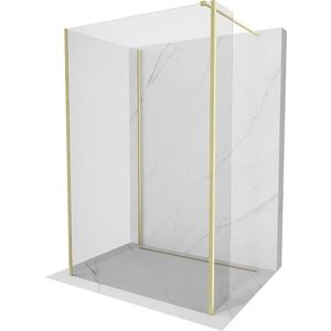 MEXEN/S Kioto Sprchová zástěna WALK-IN 120 x 120 x 40, transparent, zlatá kartáčovaná 800-120-120-221-55-00-040 obraz