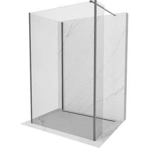 MEXEN/S Kioto Sprchová zástěna WALK-IN 115 x 90 x 40, transparent, grafit metal 800-115-90-221-95-00-040 800-115-090-221-95-00-040 obraz