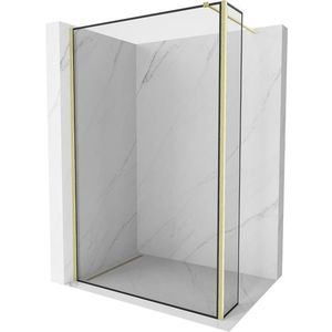 MEXEN/S Kioto Sprchová zástěna WALK-IN 120 x 30, černý vzor, zlatá kartáčovaná 800-120-212-55-70-030 obraz