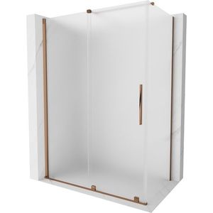 MEXEN/S Velar sprchový kout, posuvné dveře 130 x 75, dekor, růžové zlato 871-130-075-31-60 obraz