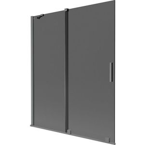 MEXEN/S Velar dvoukřídlá posuvná vanová zástěna 140 x 150, grafit, grafit metal 896-140-000-41-95 obraz
