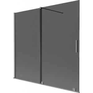 MEXEN/S Velar dvoukřídlá posuvná vanová zástěna 170 x 150, grafit, grafit metal 896-170-000-41-95 obraz