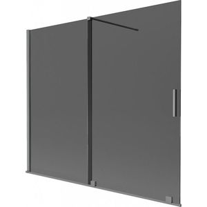 MEXEN/S Velar dvoukřídlá posuvná vanová zástěna 180 x 150, grafit, grafit metal 896-180-000-41-95 obraz