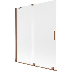MEXEN/S Velar dvoukřídlá posuvná vanová zástěna 140 x 150, dekor, růžové zlato 896-140-000-31-60 obraz