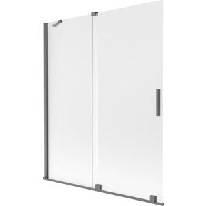 MEXEN/S Velar dvoukřídlá posuvná vanová zástěna 140 x 150, dekor, grafit metal 896-140-000-31-95 obraz