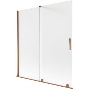 MEXEN/S Velar dvoukřídlá posuvná vanová zástěna 150 x 150, dekor, růžové zlato 896-150-000-31-60 obraz